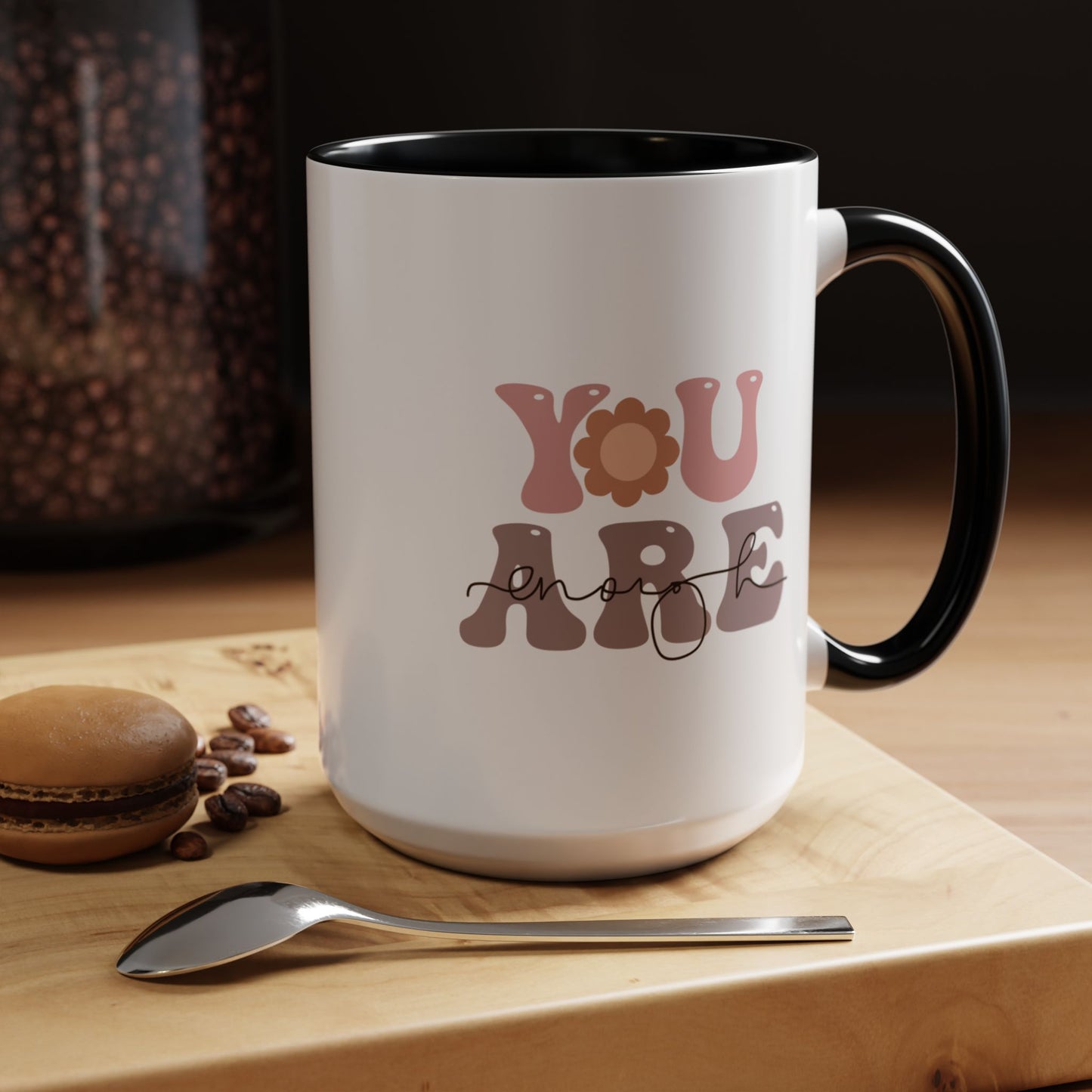 You are enough black accent mug desk quirky gift coffee lovers motivational ceramic cup