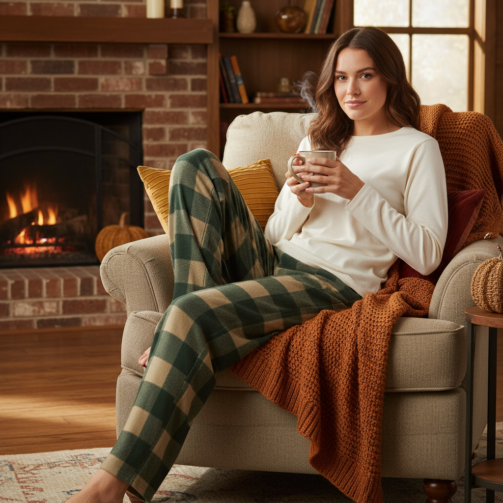 Plaid Women's Pajama Pants - Winter Relaxation and Holiday Comfort Gift for Her
