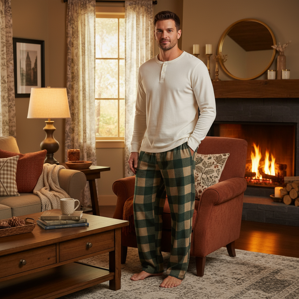 Cozy Flannel Pajama Pants for Men, Checkered Lounge Wear, Perfect Gift for Him