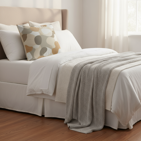 Abstract pillowcase on furniture - modern decorative throw pillow for contemporary living room