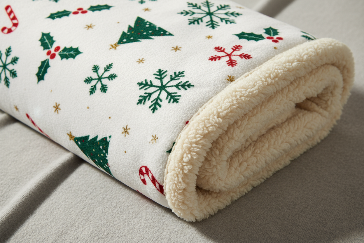 Christmas Sherpa Fleece Blanket - Festive Holiday Throw