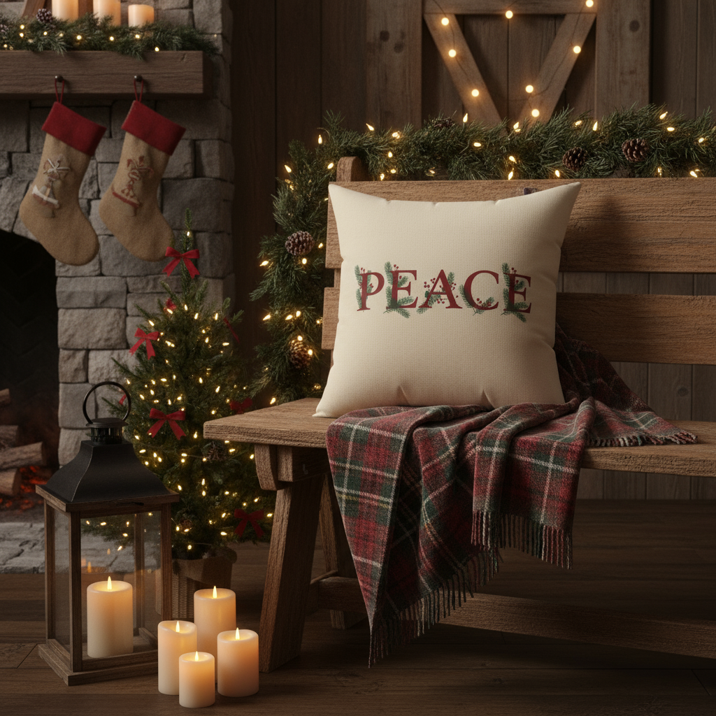 Peace Floral Square Pillow