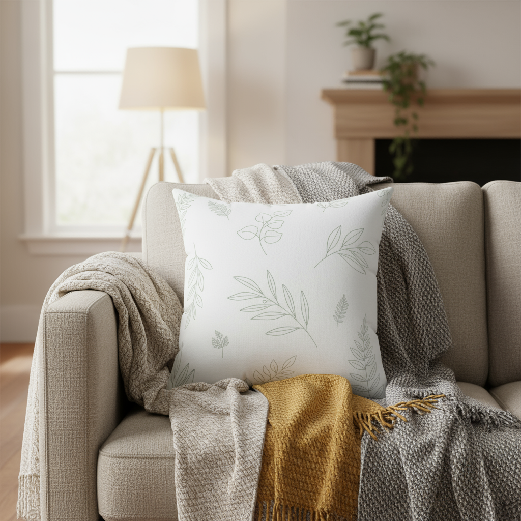 Greenery Botanical Square Pillow