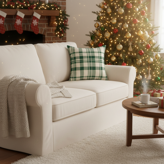 Farmhouse Green Plaid Pillow