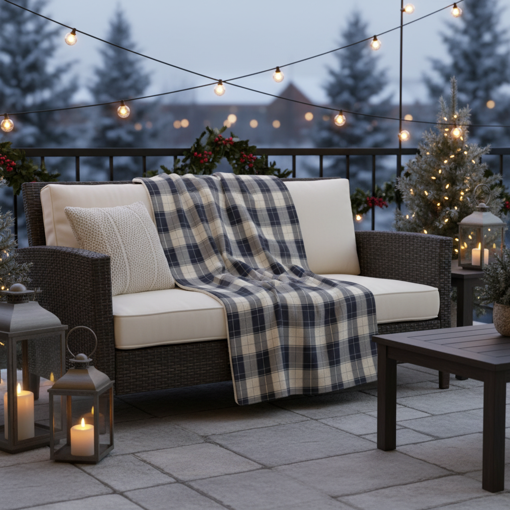 Cozy Navy Plaid Sherpa Blanket - Soft Fleece Throw for Home & Cabin