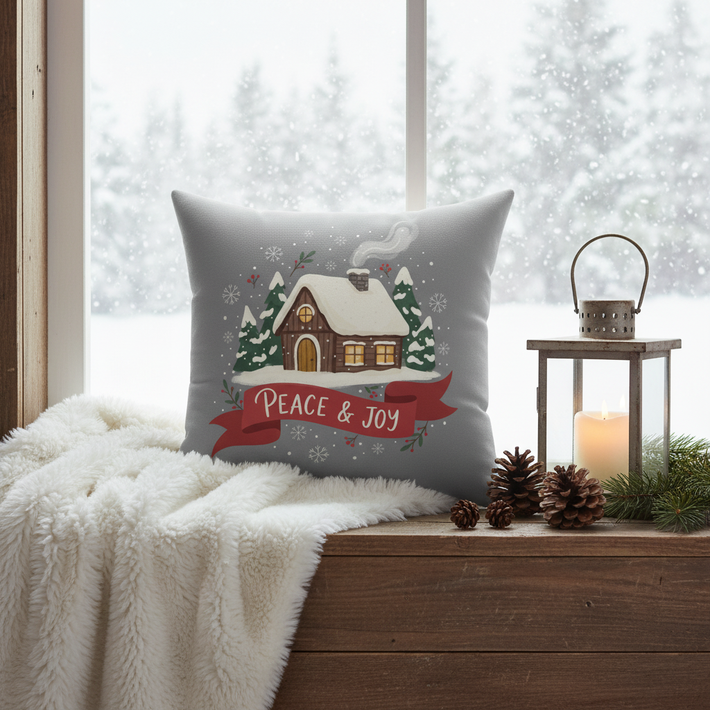 Winter Cabin Spun Polyester Pillow