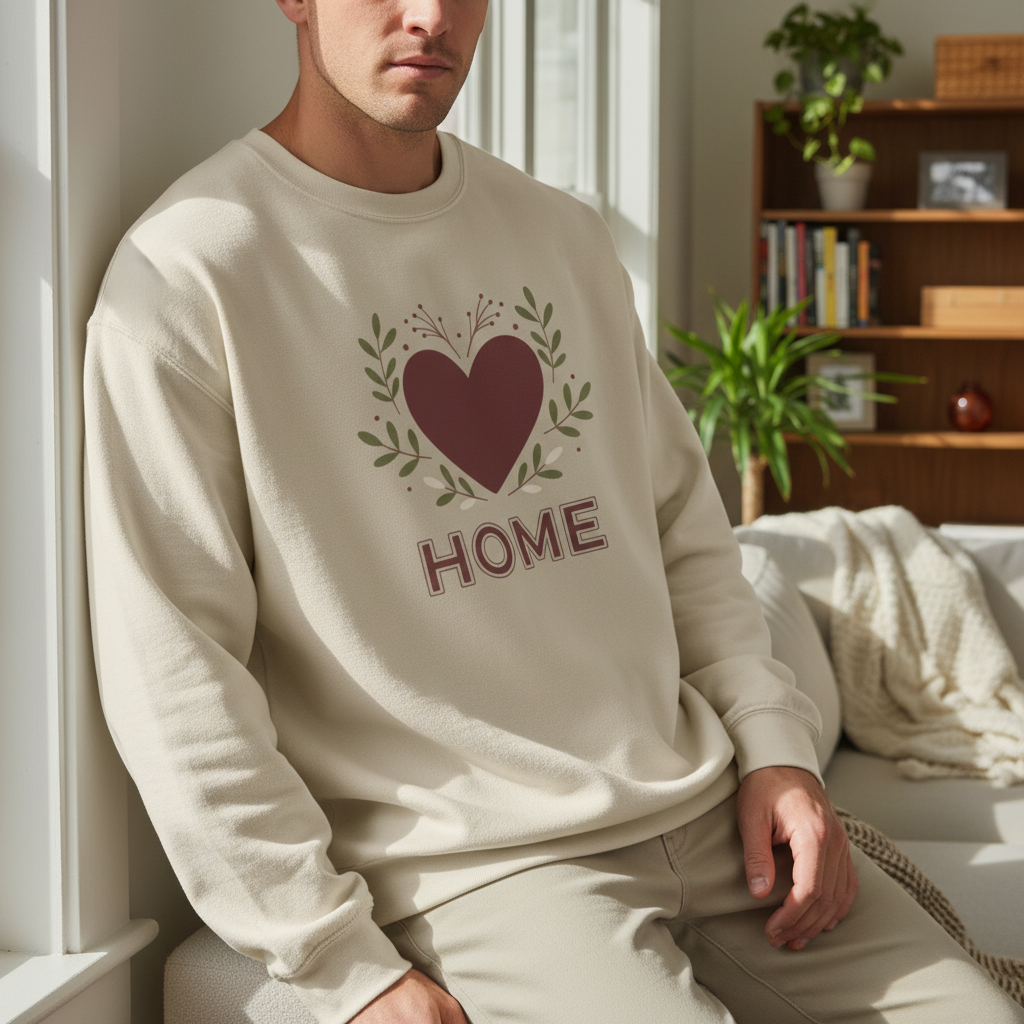 Home Heart Sweatshirt - Cozy Rustic Heart Crewneck