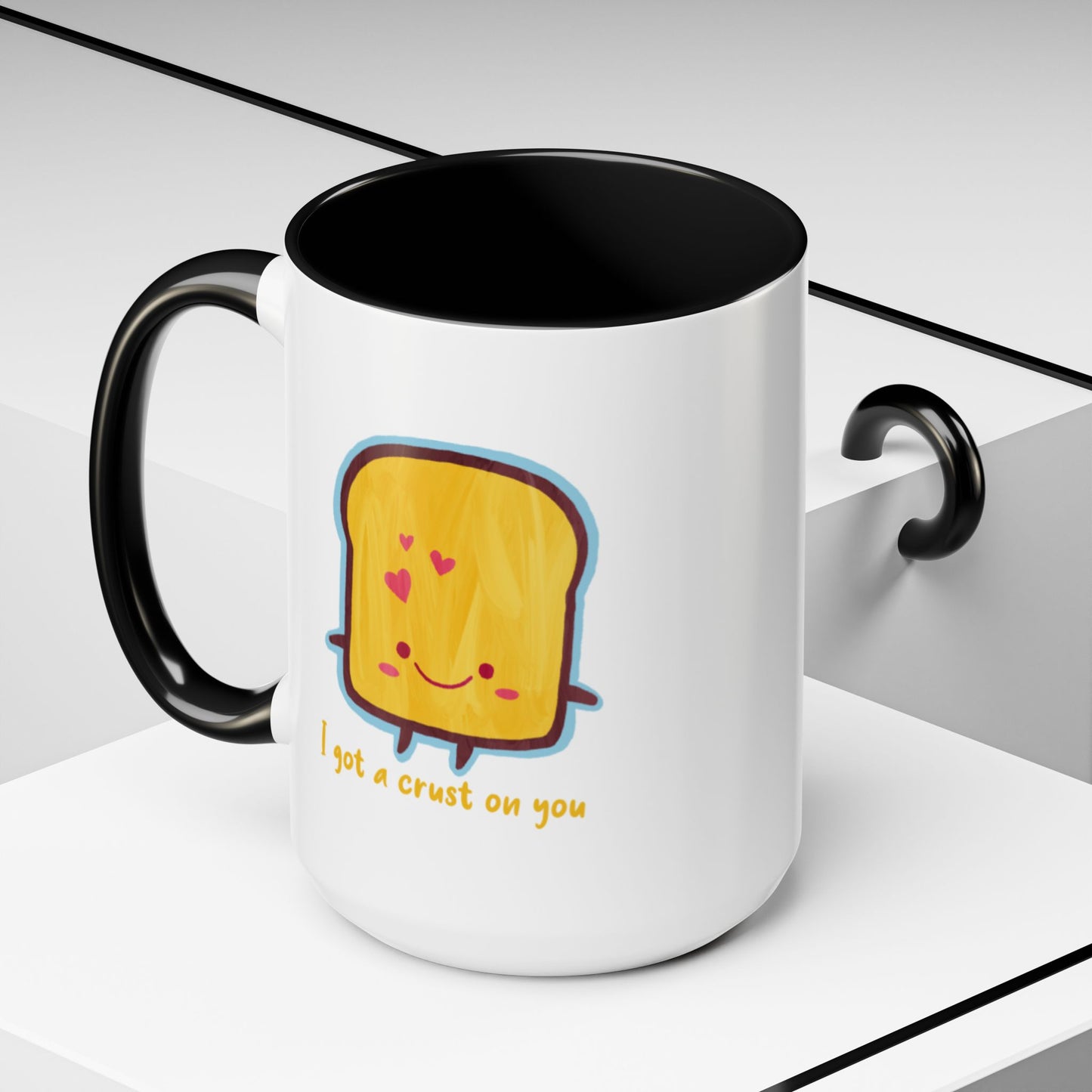 Toast mug with black interior and handle - funny coffee cup for toast lovers