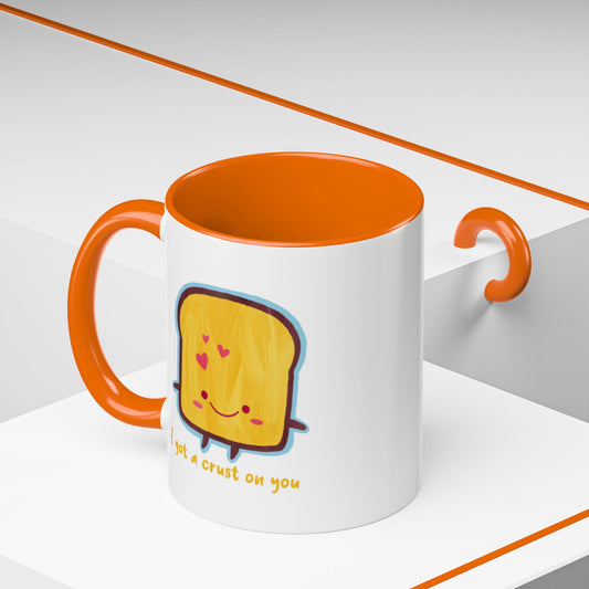 Toast mug with orange interior and handle - quirky breakfast lover ceramic cup