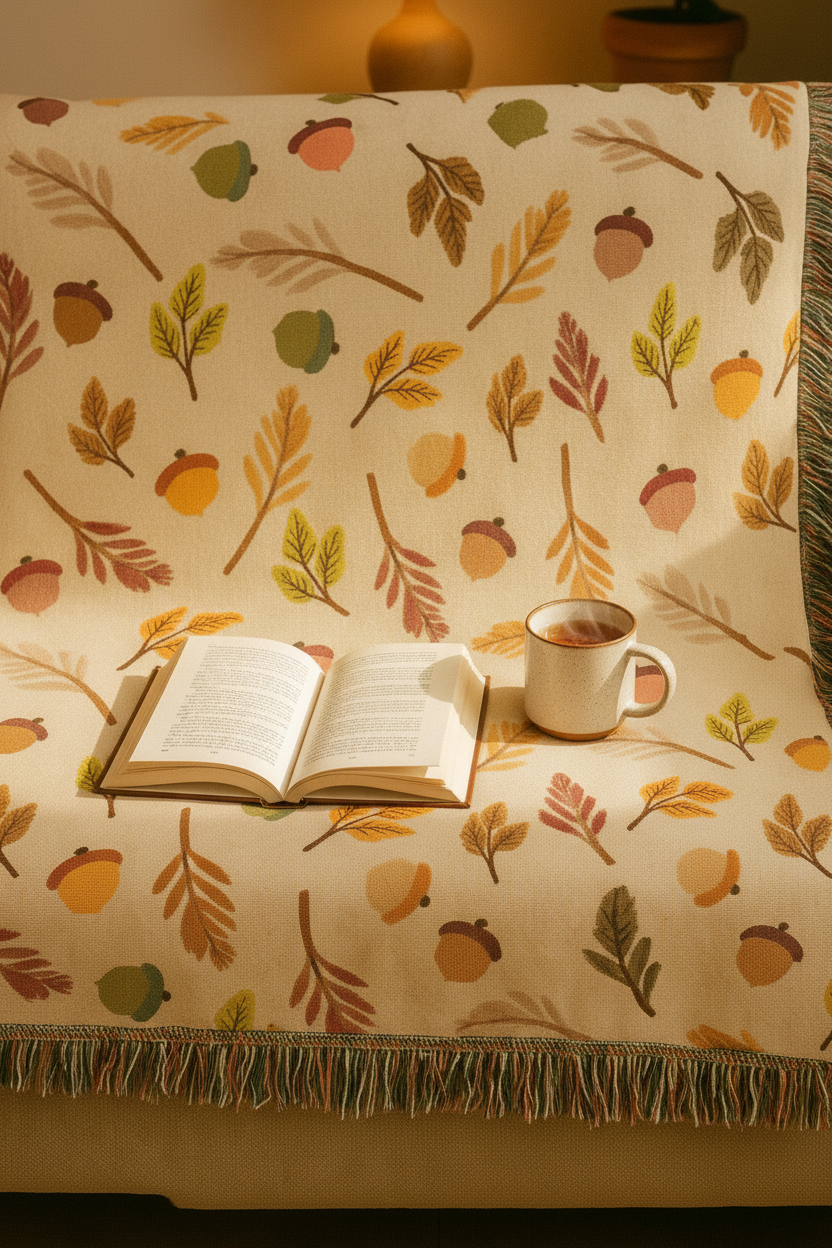 Autumn Leaf Woven Blanket - Reading Chair