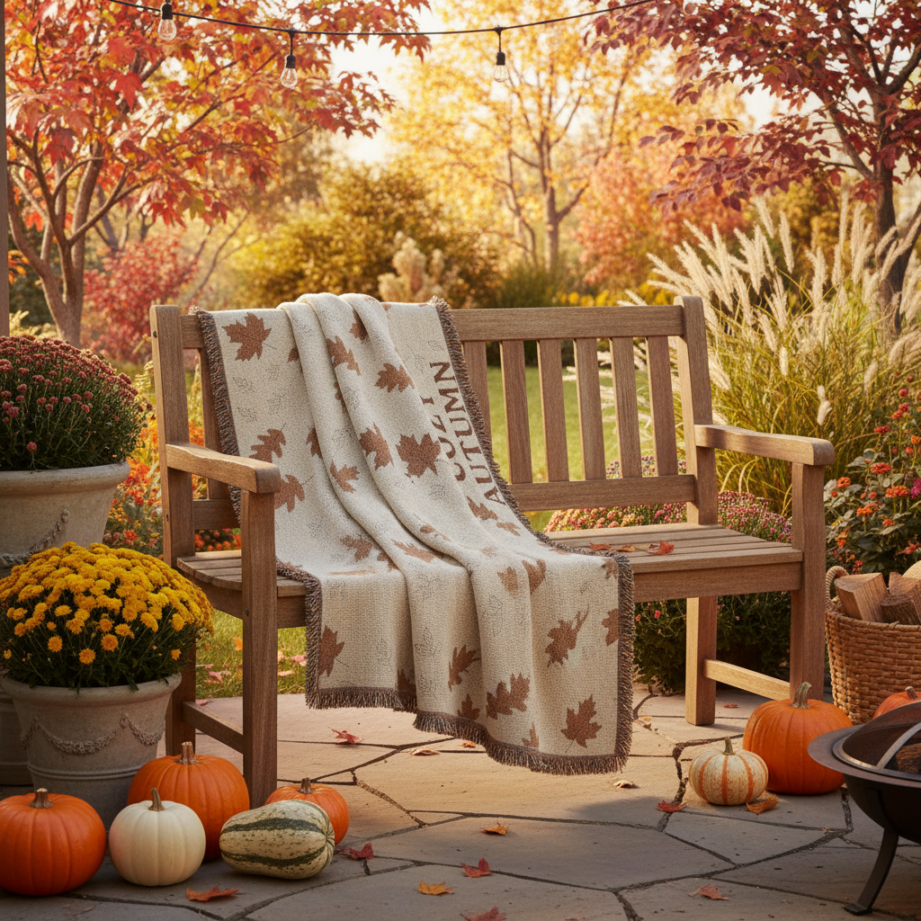 Fall Woven Blanket - Outdoor Fall Setting