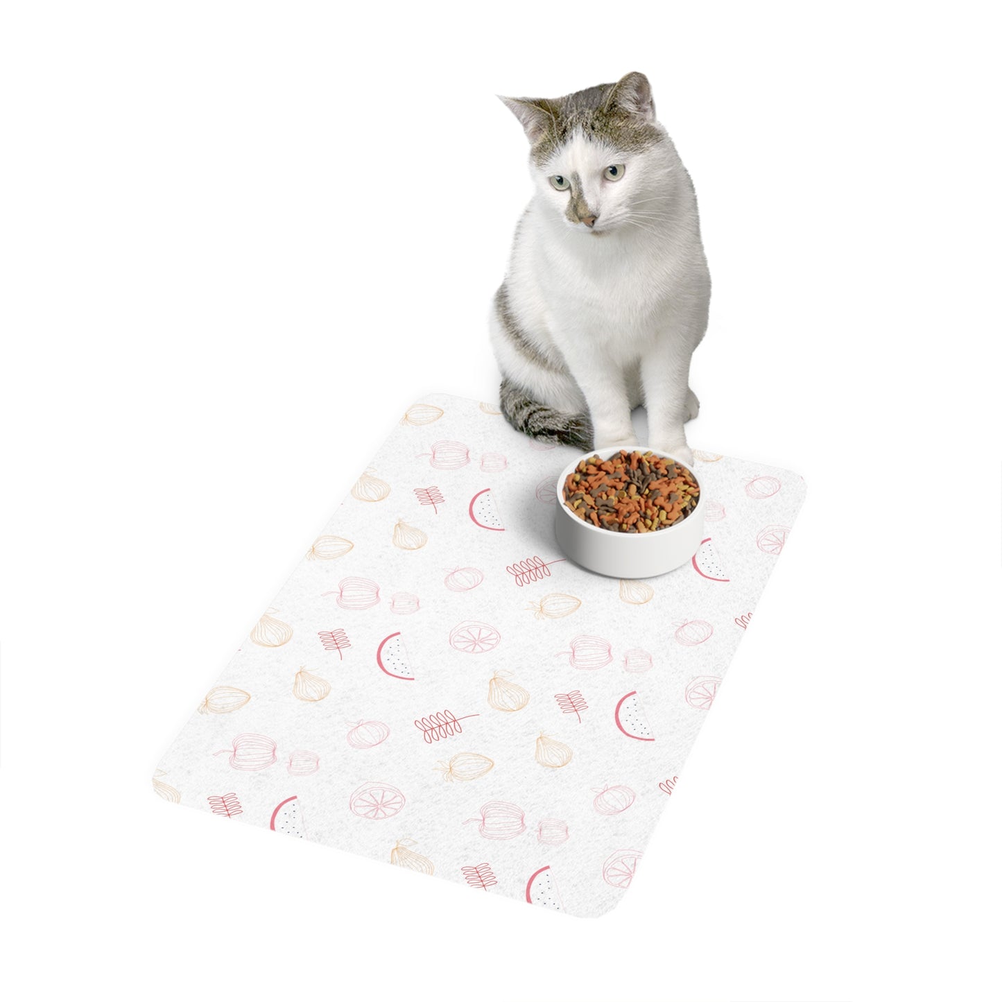 Floral Pet Feeding Mat - Non-Slip Washable for Dogs & Cats