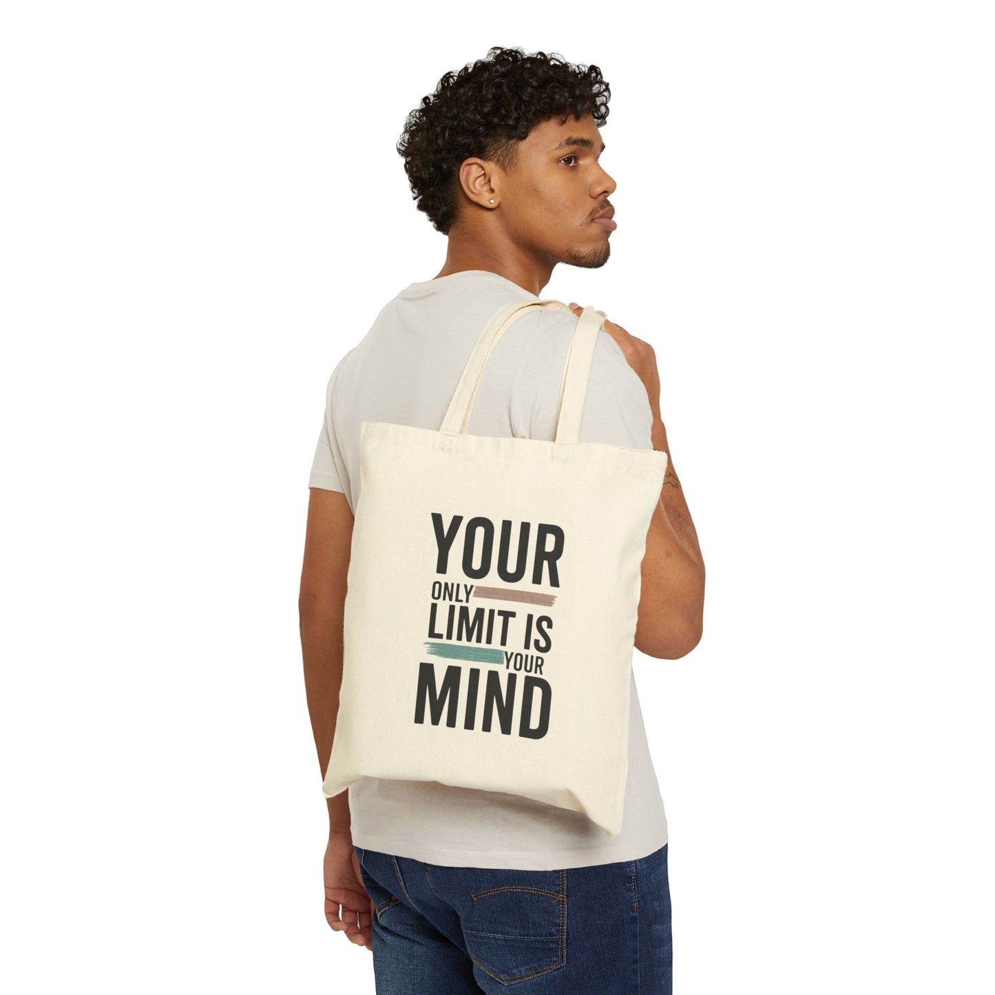 Canvas Tote Bag - Chic Eco-Friendly Everyday Companion, your only limit is your mind, cute tote bag, quote tote bag, simple tote bag