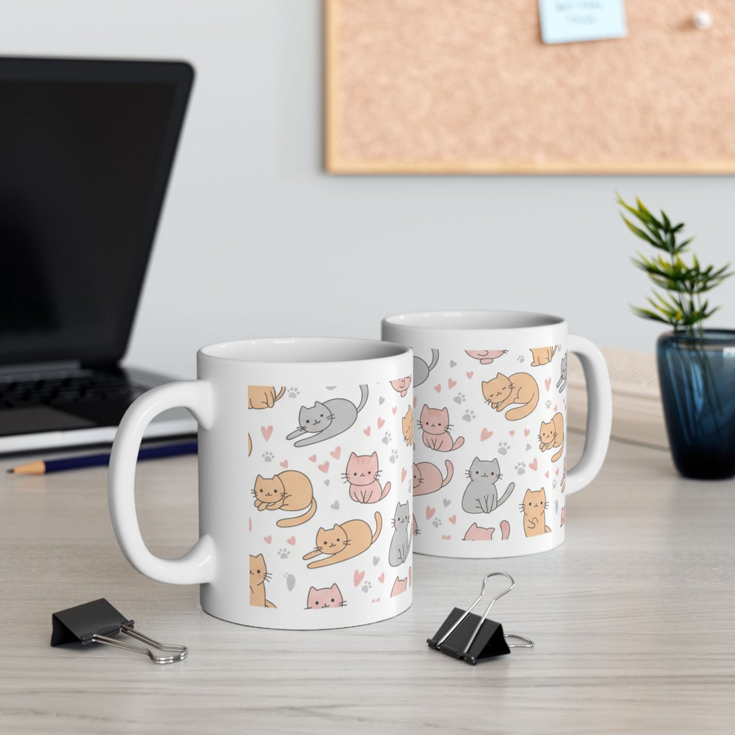 Ceramic Mug - Cute Cat Design, Perfect Gift for Cat Lovers