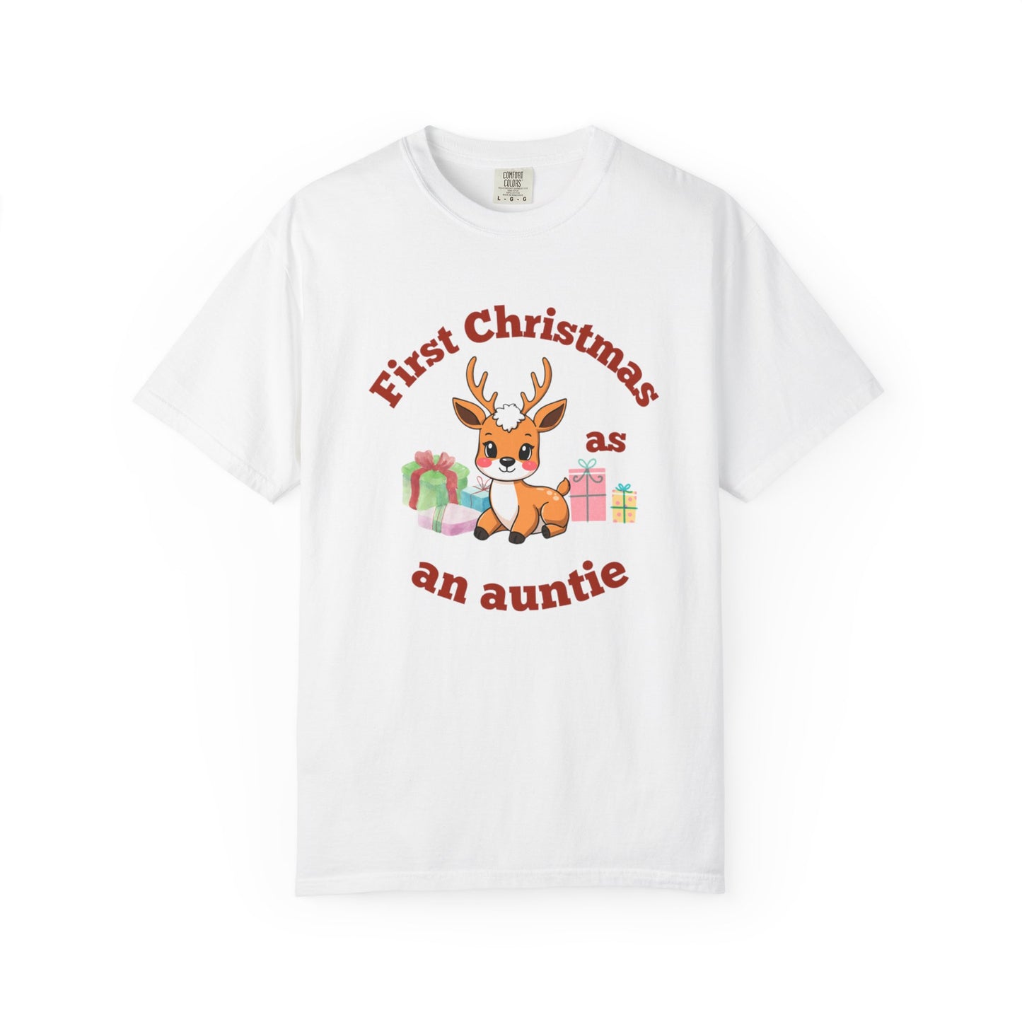 Unisex Christmas Auntie T-shirt - Cute Reindeer Design for New Aunts