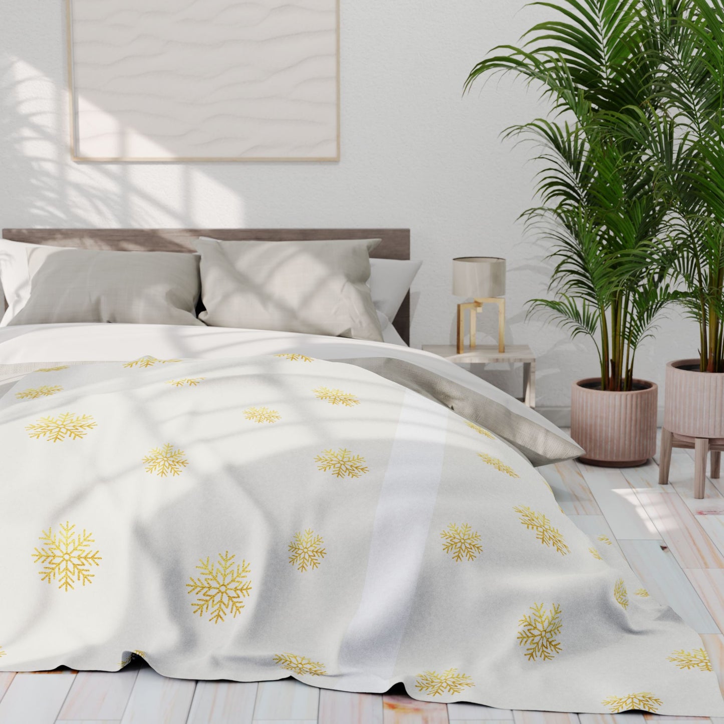 Fleece Blanket - Cozy Winter Snowflake Pattern, Holiday Gift, Soft Luxury Throw