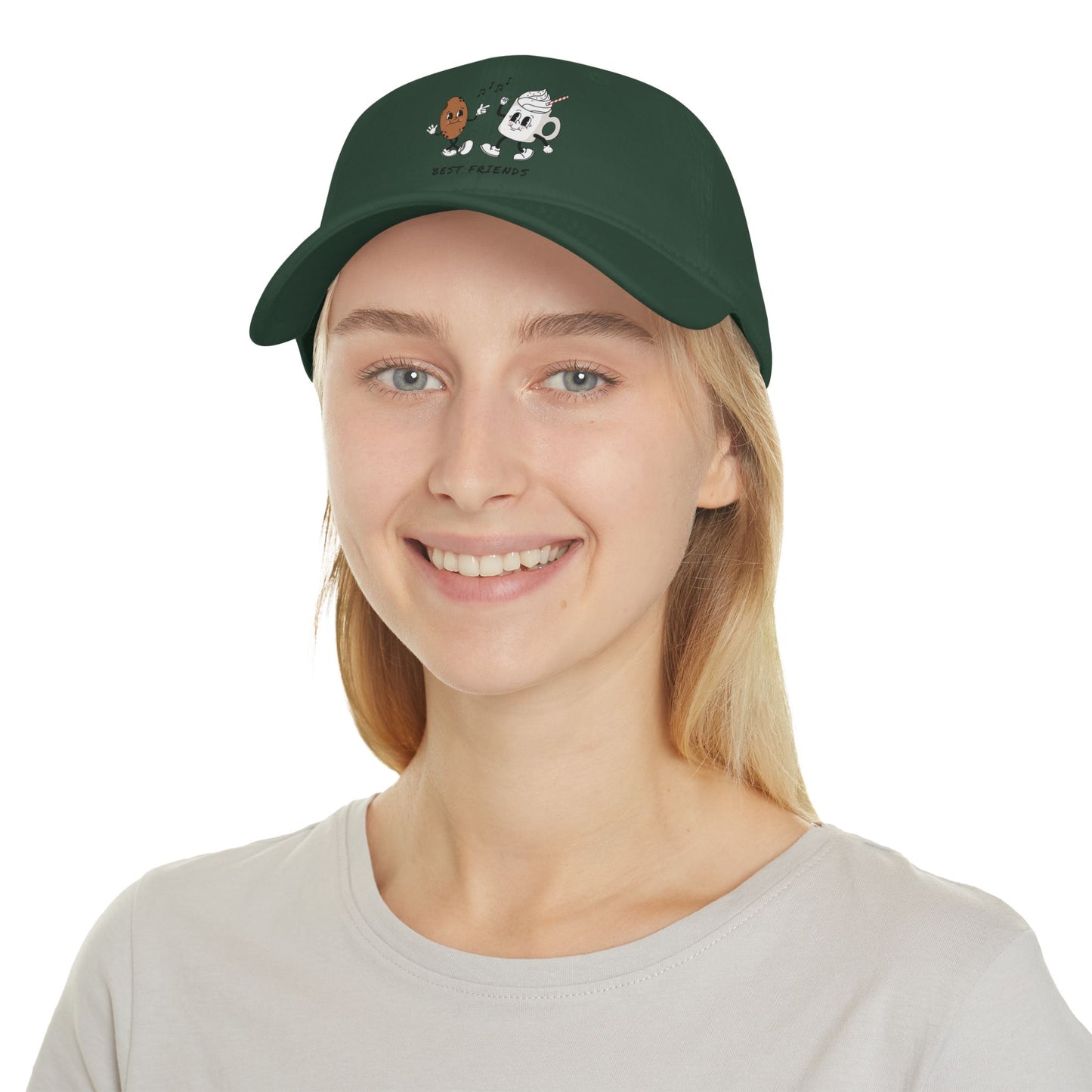 Charming Baseball Cap for Animal Lovers and Coffee Enthusiasts, best friends cap, green cap, cap for sunny days.