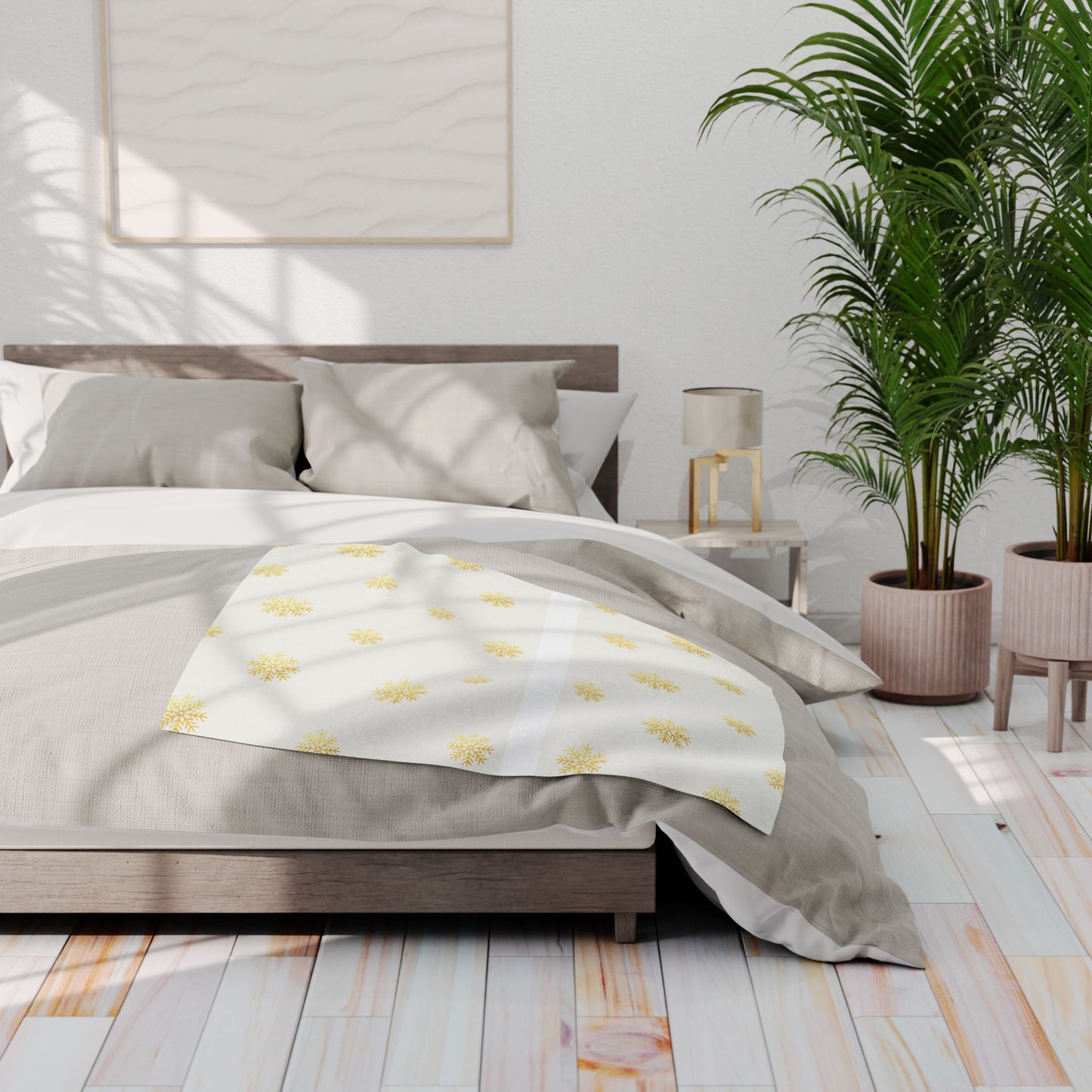 Fleece Blanket - Cozy Winter Snowflake Pattern, Holiday Gift, Soft Luxury Throw