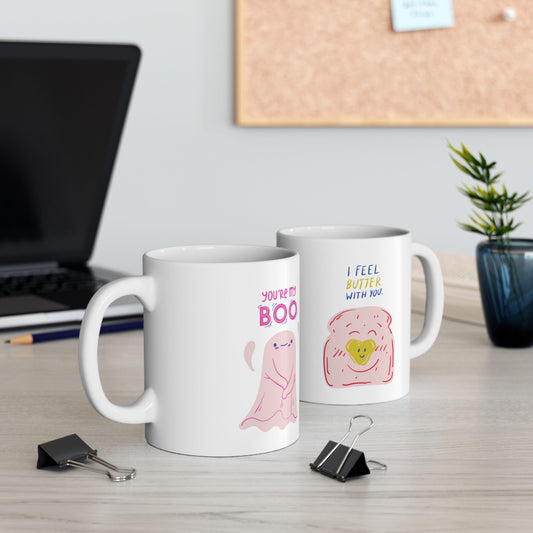 Ceramic mug cute quol hug me quol adorable bread illustration feel safe with you gift desk