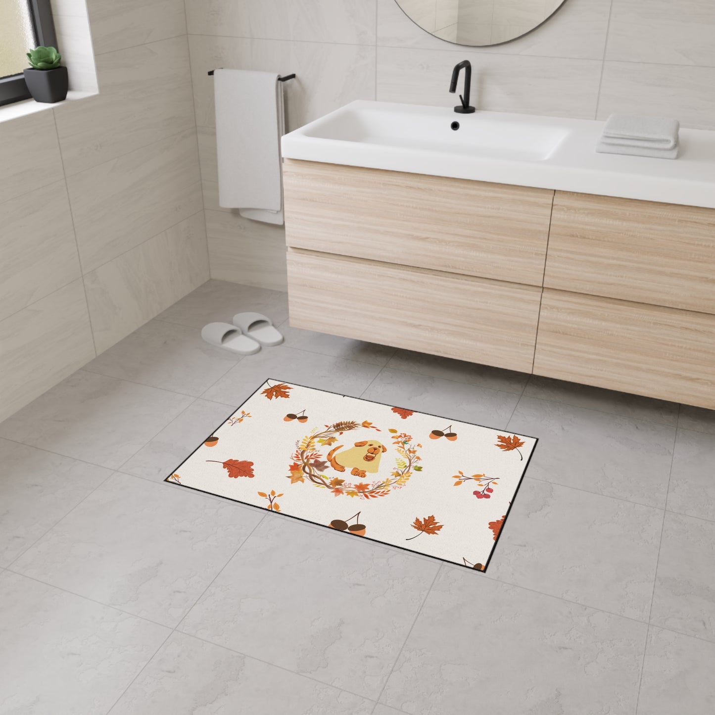 Floor Mat - Autumn-Themed Heavy Duty Rug, Fall Decor, Pet-Friendly, Cozy Living Room Accent