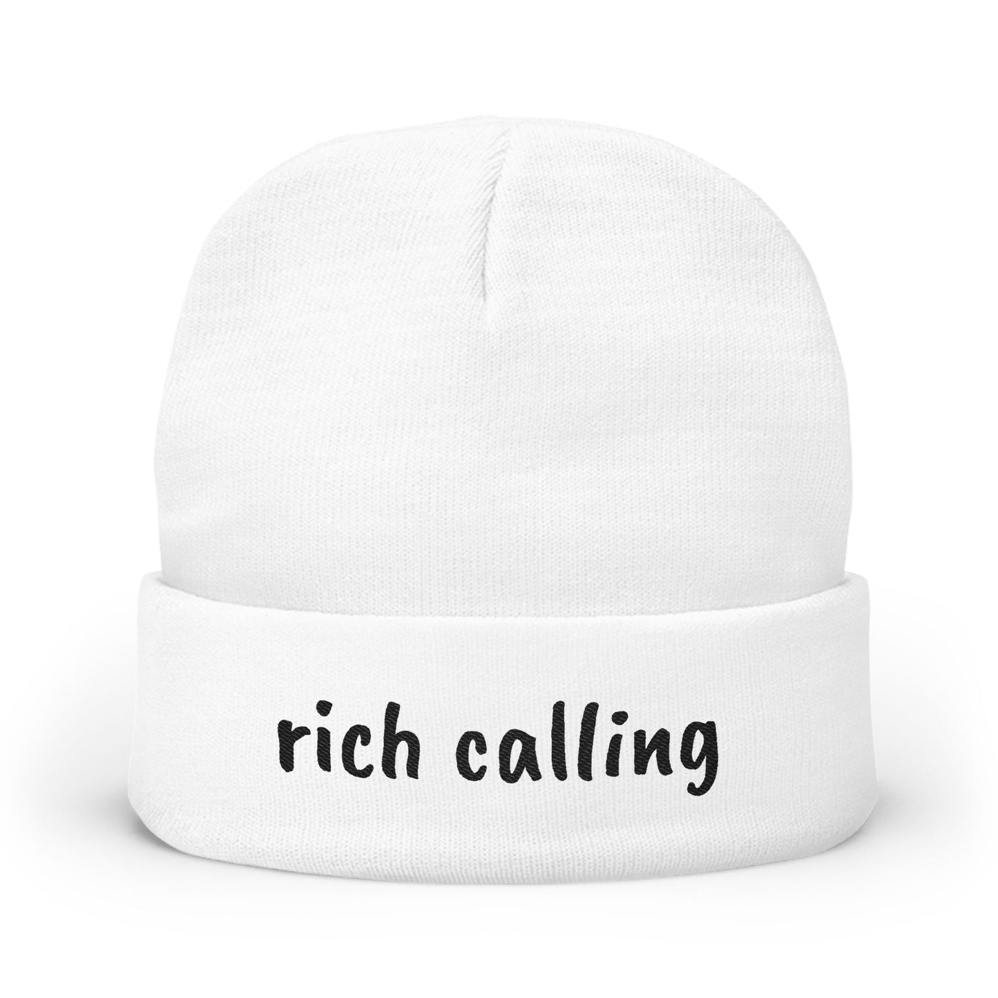 Knit Beanie, rich calling, soft comfortable beanie, everyday wear, outdoors wear, stylish beanie, teenager beanie
