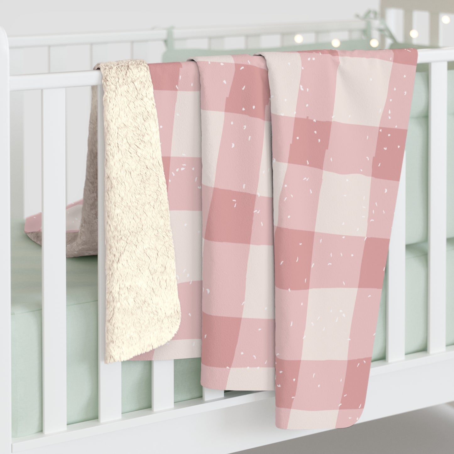 Cozy Pink Checkered Sherpa Fleece Blanket | Soft Throw for Home