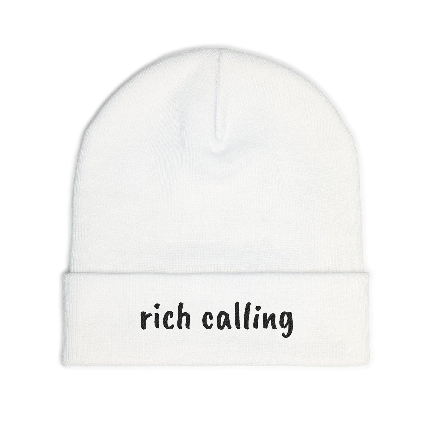 Knit Beanie, rich calling, soft comfortable beanie, everyday wear, outdoors wear, stylish beanie, teenager beanie