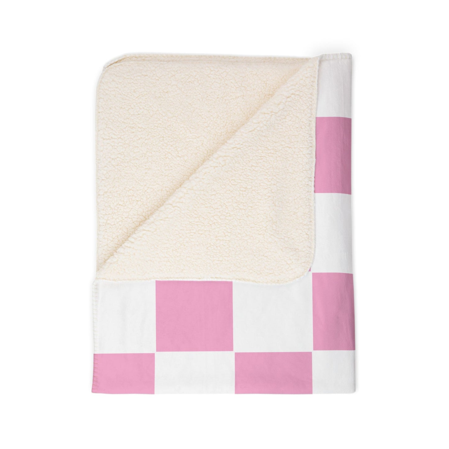 Pink Checker Fleece Sherpa Blanket, Movie Nights Blanket