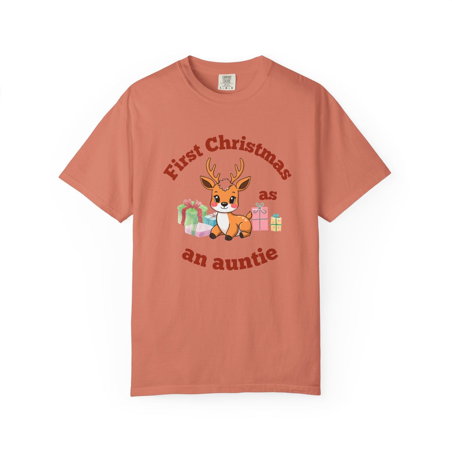 Unisex Christmas Auntie T-shirt - Cute Reindeer Design for New Aunts