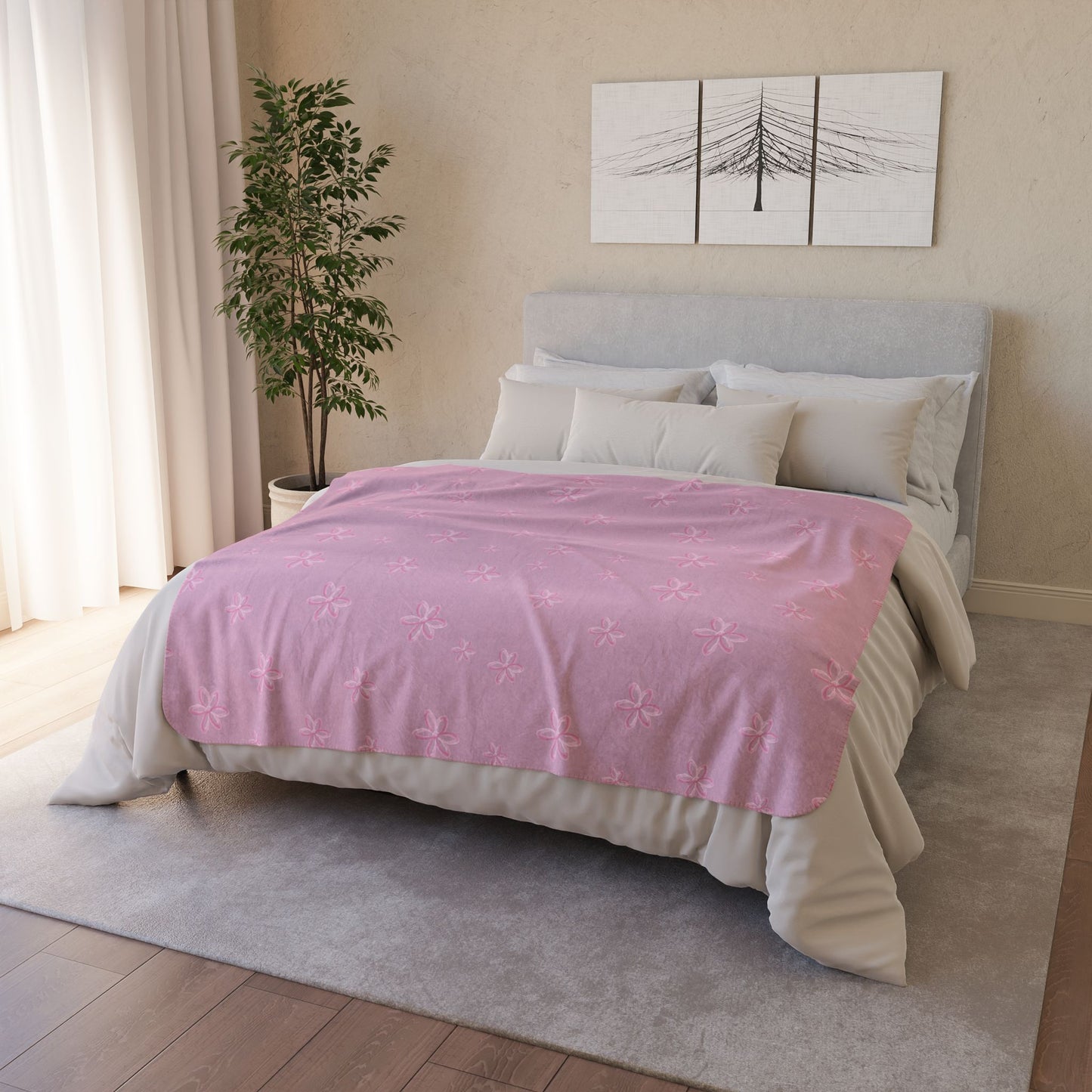 Cozy Floral Sherpa Blanket - Soft Throw for Home