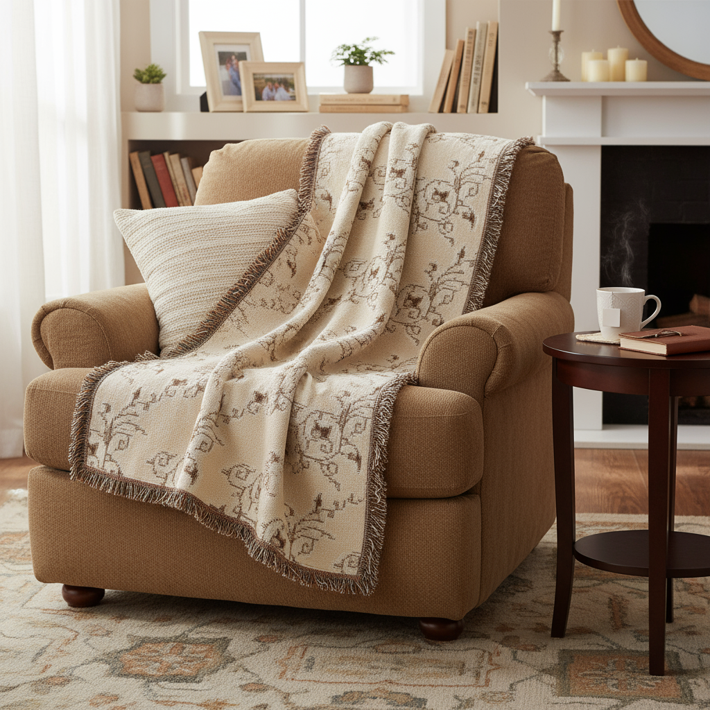 Elegant Floral Throw Blanket - Home Decor and Gift for Her