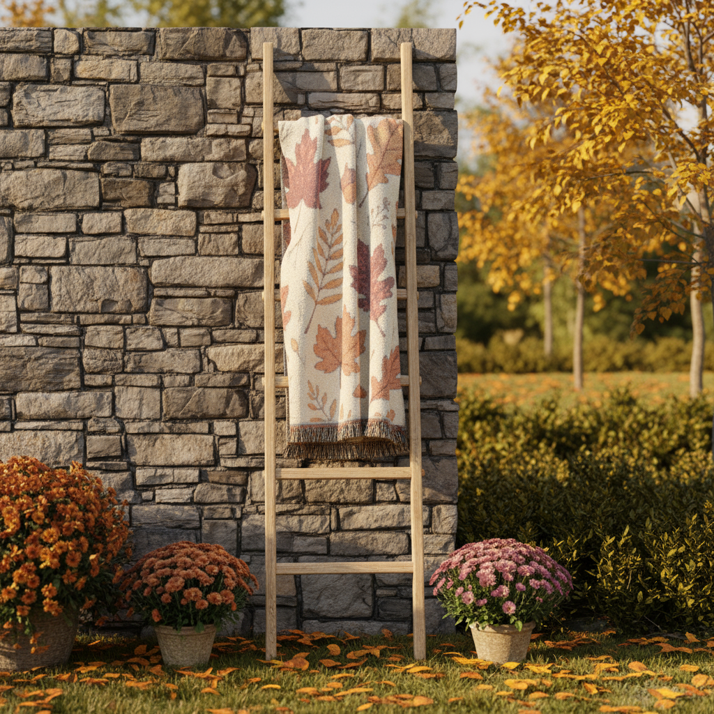 Autumn Leaves Woven Throw Blanket with Fringe