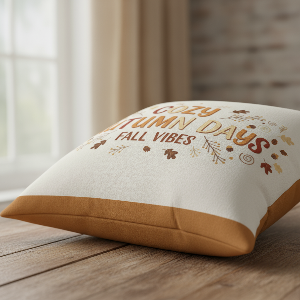 Square Pillow Cozy Autumn Days Decorative Pillow