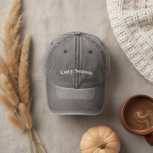 Cozy Season Vintage Cap - Embroidered Casual Hat
