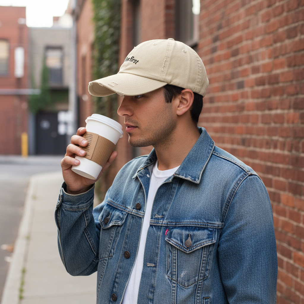 Distressed Cap - Coffee First