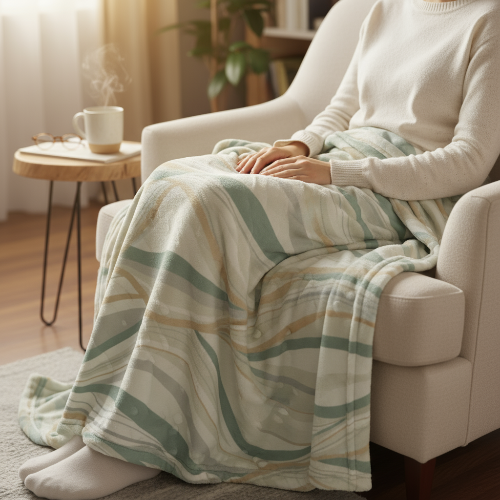 Minky Blanket - Cozy Abstract Soft Waves Design