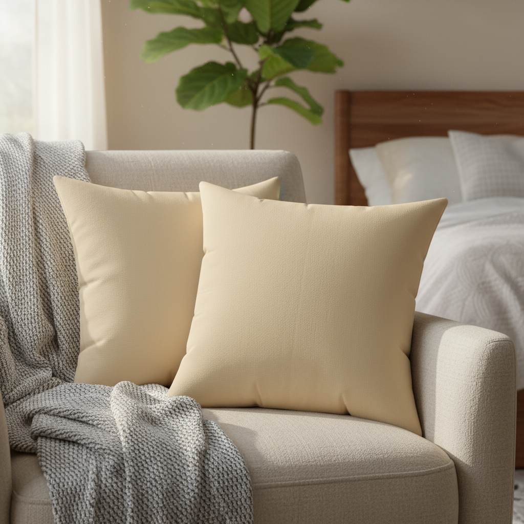 Beige Square Pillow - Neutral Throw Pillow | Cozy Home Decor Accent