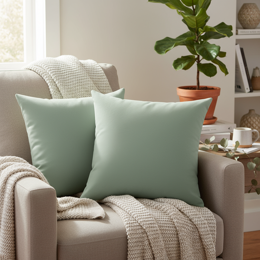 Sage Green Square Pillow - Neutral Throw Pillow | Cozy Home Decor Accent