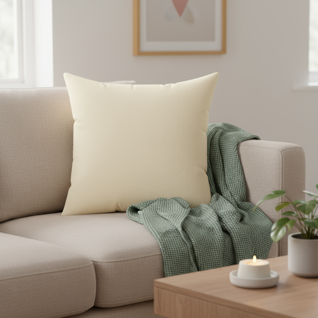 Cream Square Pillow - Neutral Throw Pillow | Cozy Home Decor Accent