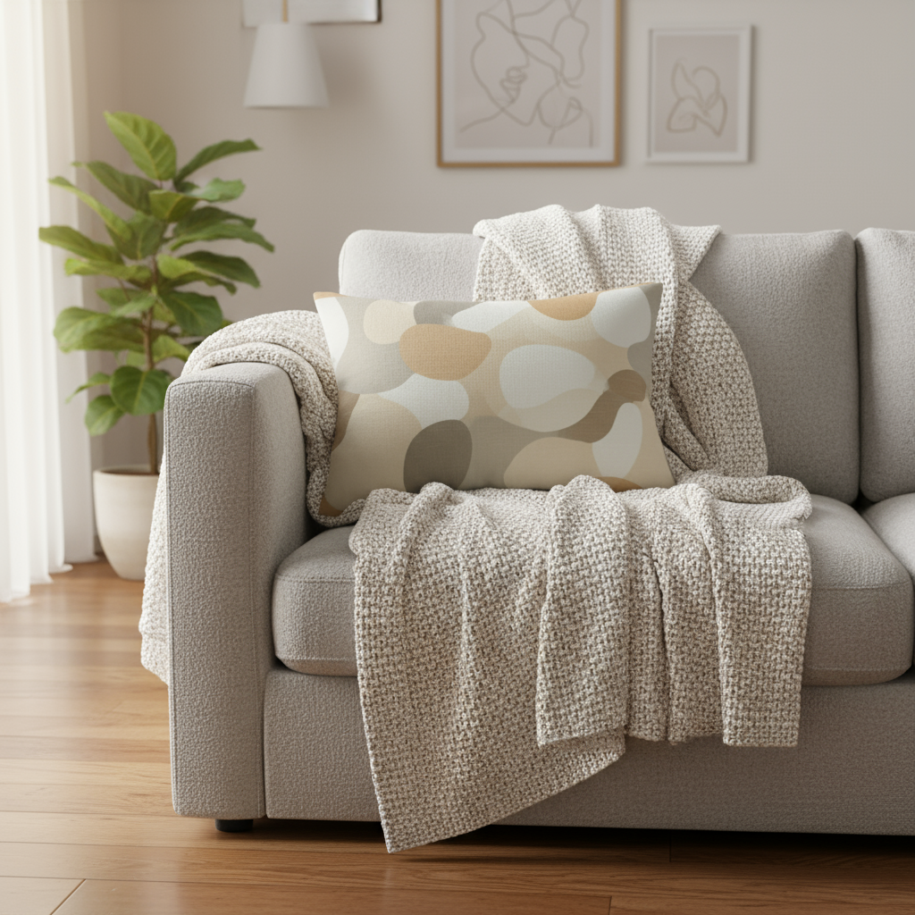 Neutral Abstract Lumbar Pillow