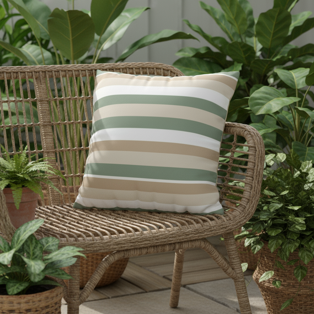 Striped Square Poly Canvas Pillowcase - Modern Home Decor