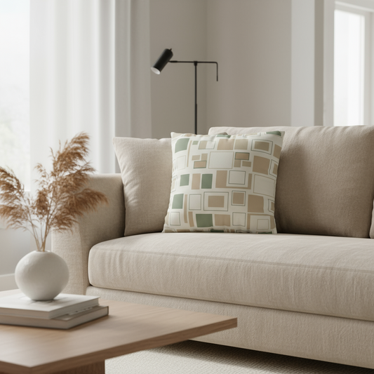 Geometric Square Poly Canvas Pillowcase - Modern Decor Accent