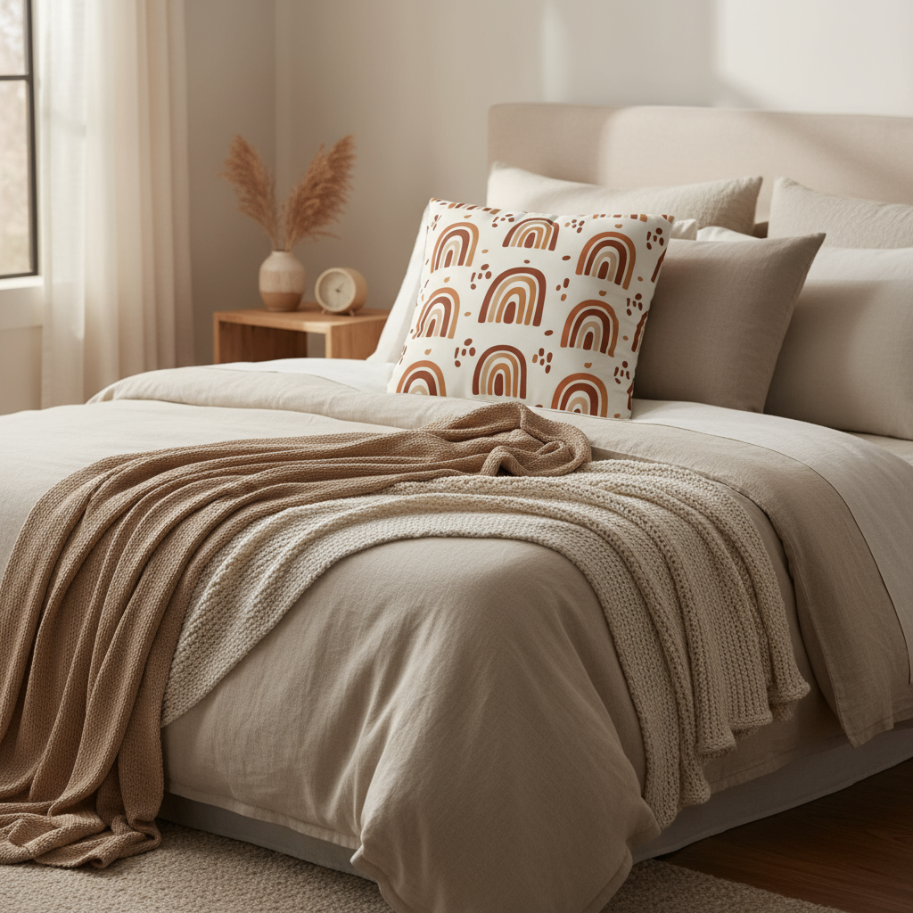 Boho Rainbow Pillowcase for Cozy Home Decor