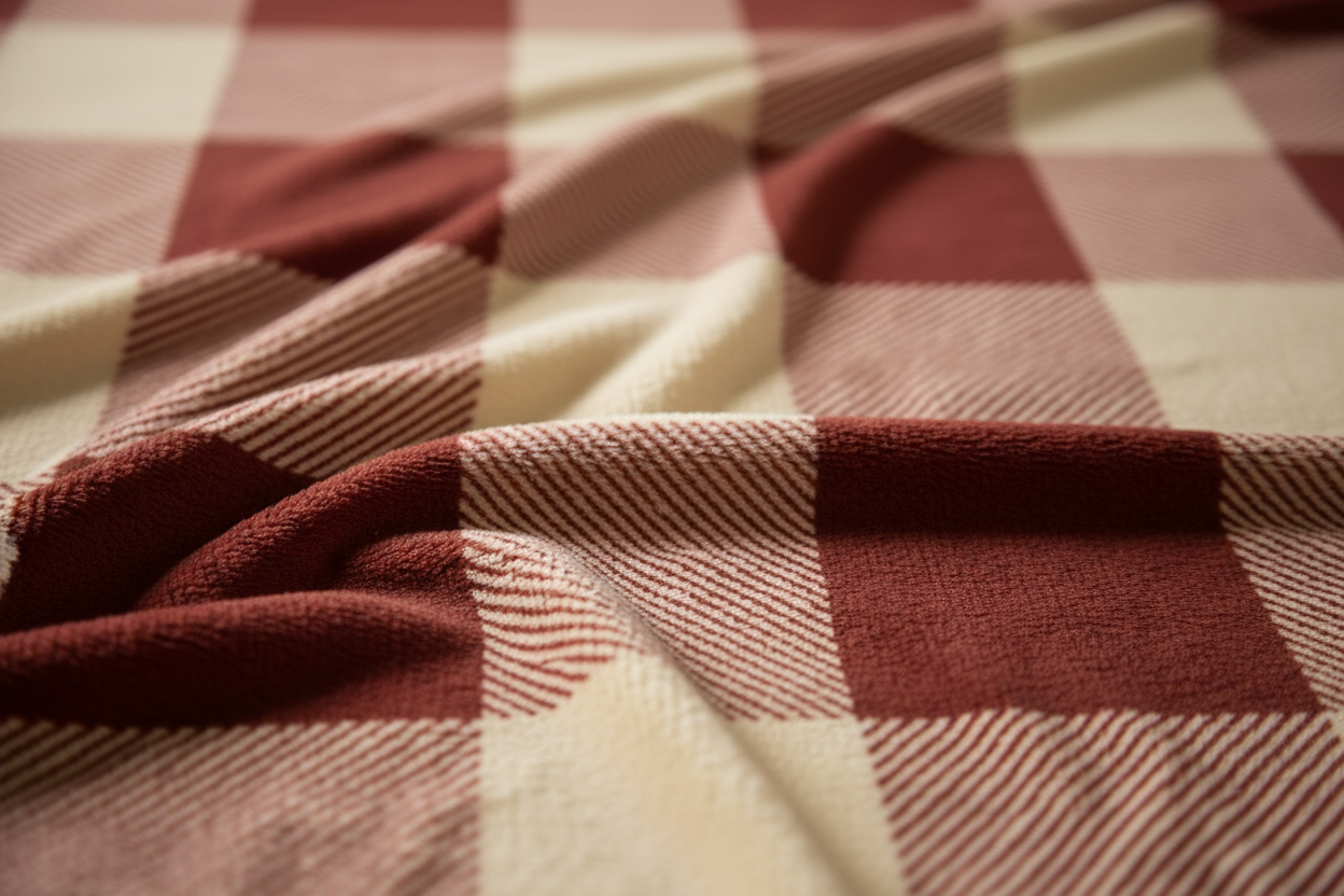 Cozy Minky Blanket - Red and Beige Plaid