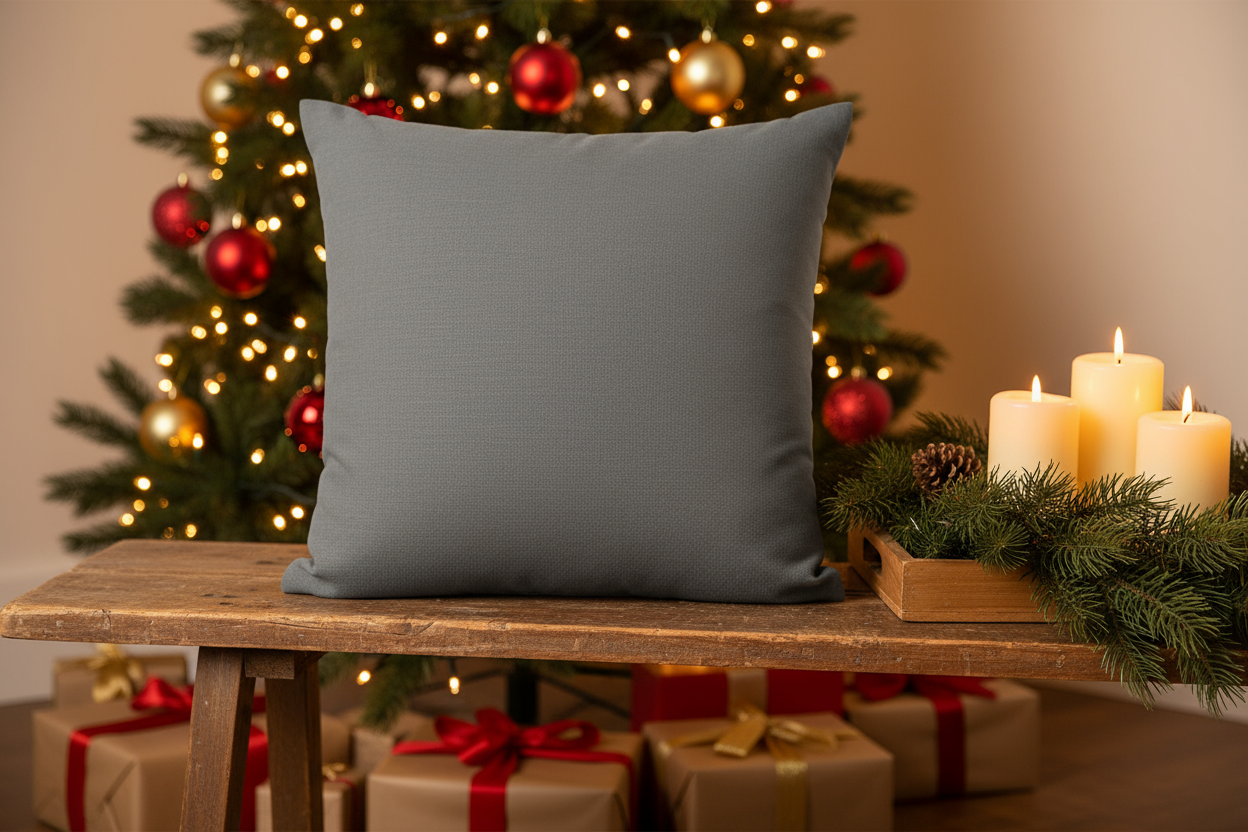 Grey Square Pillow for Home Décor