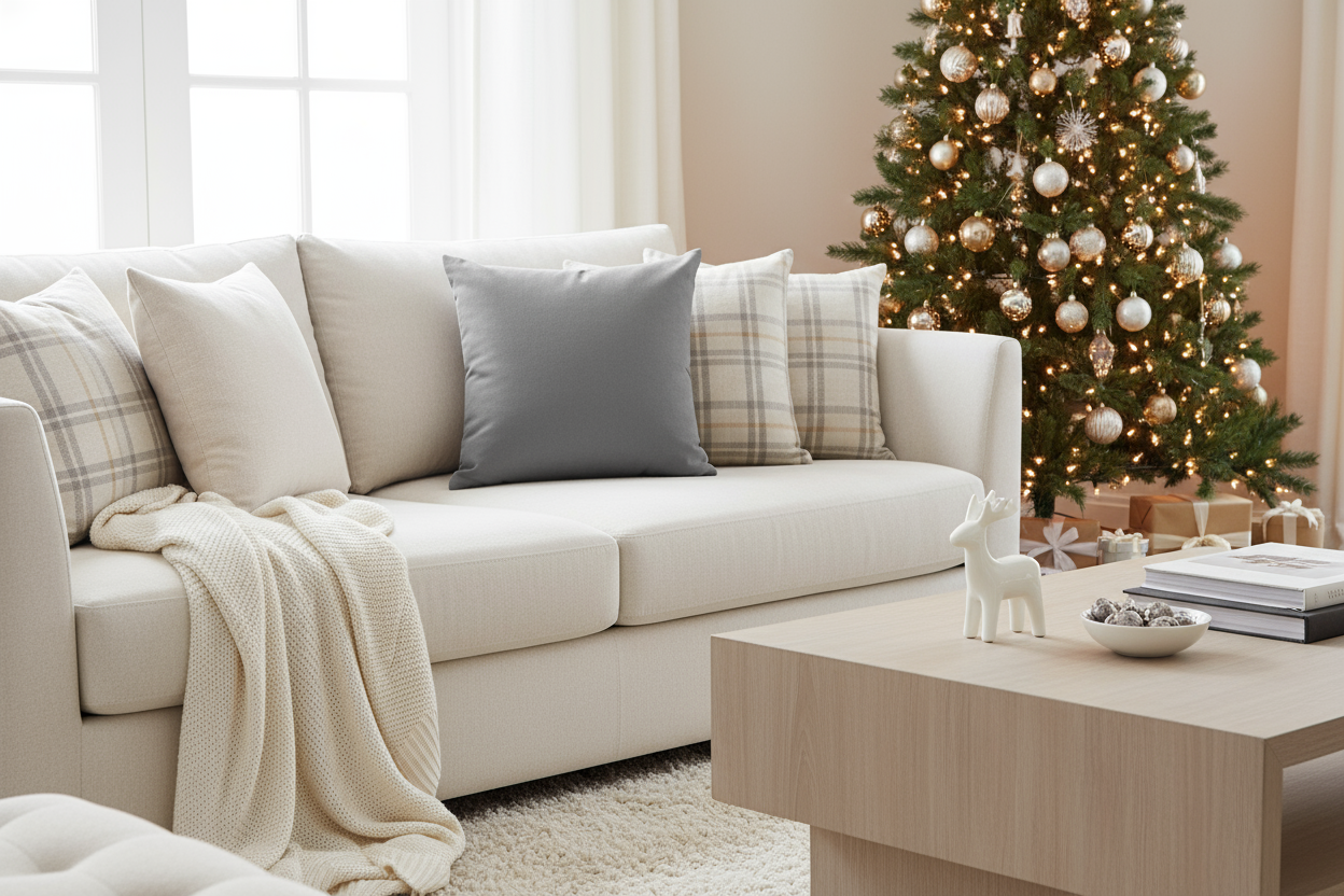 Grey Square Pillow for Home Décor