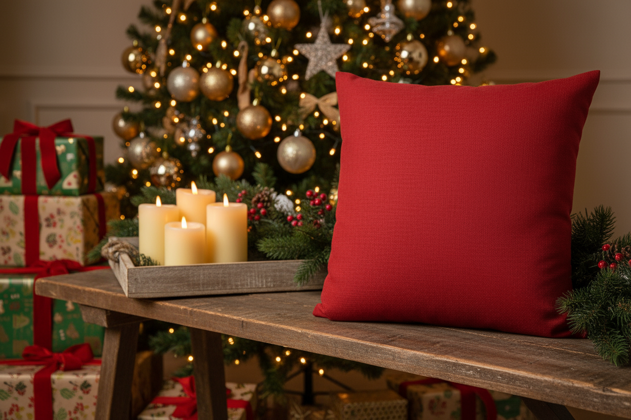 Red Square Pillow for Home Décor