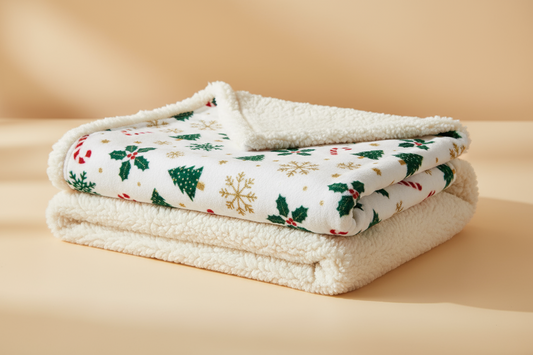 Christmas Sherpa Fleece Blanket - Festive Holiday Throw