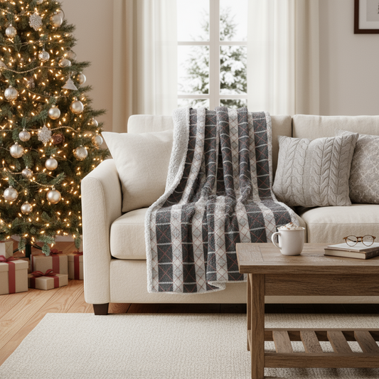 Sherpa Blanket - Stylish Plaid Design