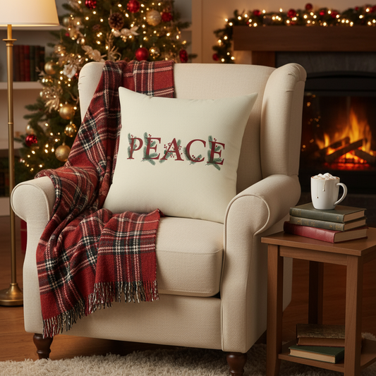 Peace Floral Square Pillow